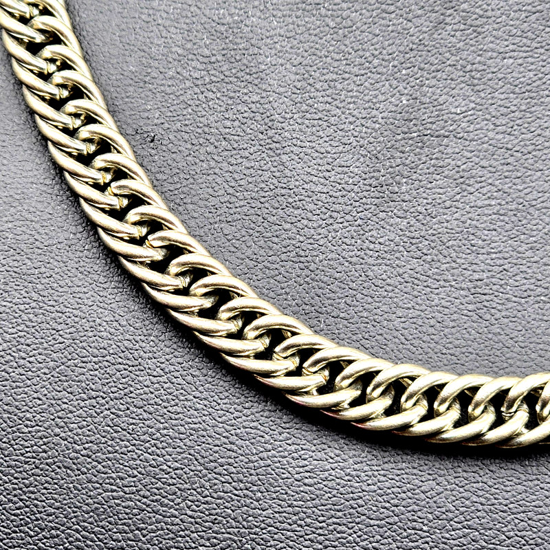 Vintage Silver Tone Necklace Double Curb Chain Chunky Statement 19 Inch