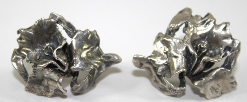 Vintage Sterling Orchid Screw Back Earrings Joseff of Hollywood See Description