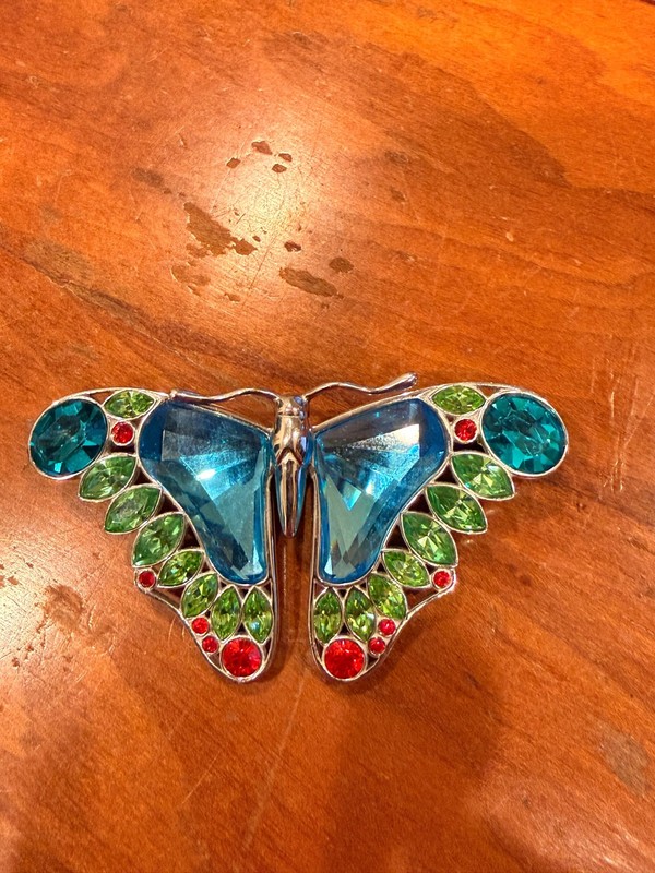 Vintage Swarovski 925 Sterling Silver Crystal Butterfly Brooch Pin w/ Original B