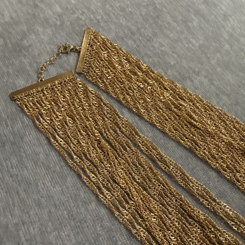 Vintage Gold Tone Multi Chain Cascading Statement Necklace gallery