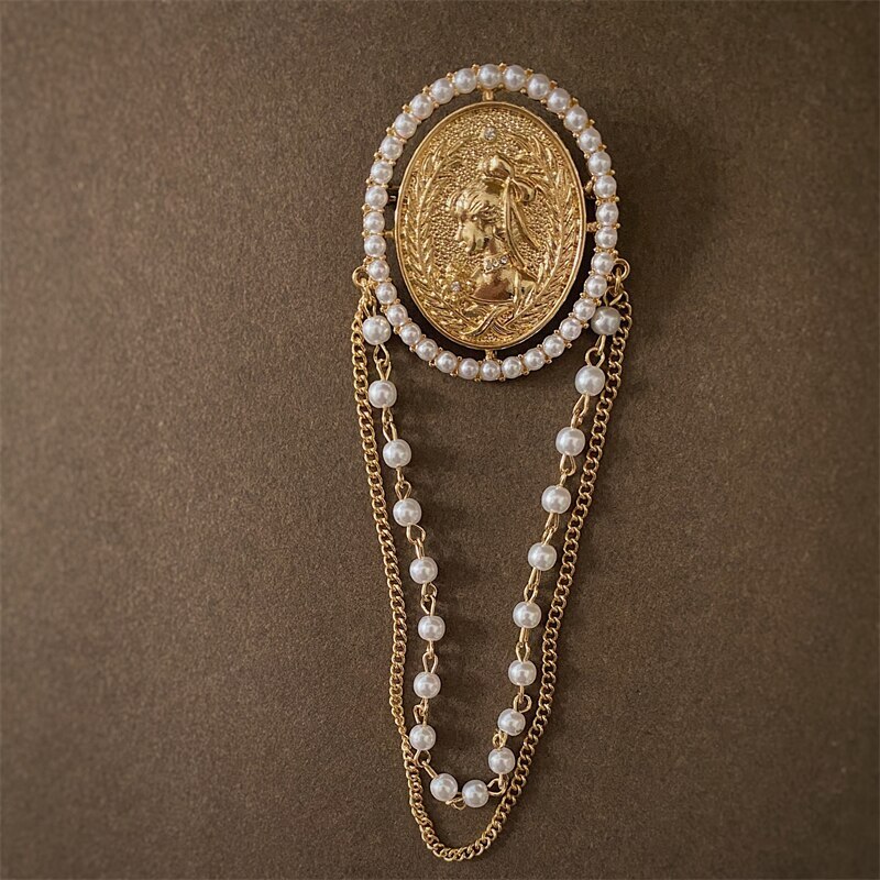 Exquistie Women Vintage Pearl Brooches Pins Enamel Elegant Corsage Temperament gallery