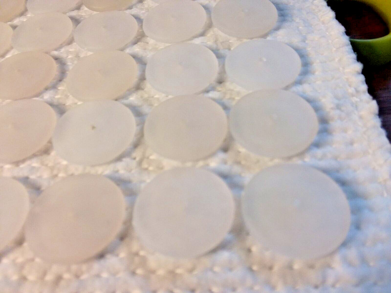 36PCS White Frosted Acrylic Dollar NOS Beads. 20mm wide. 2mm Deep. 01-01-2024 gallery