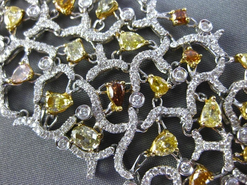 ESTATE EXTRA LARGE 17.10CT WHITE & FANCY INTENSE MULTI DIAMOND 18K GOLD BRACELET