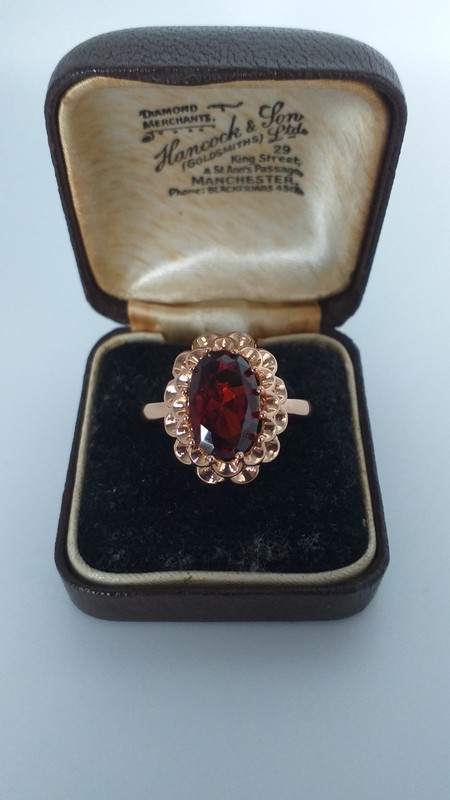 Vintage 1990-s 14 Ct Rolled Gold Ruby Ring Size UK R US 8 1/2 -HALLMARKED 585 gallery