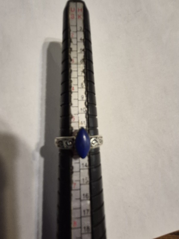 Vtg925 Sterling Silver Lapis Lazuli Marquise Filigree Statement Ring 2.6g Sz 5.5 gallery