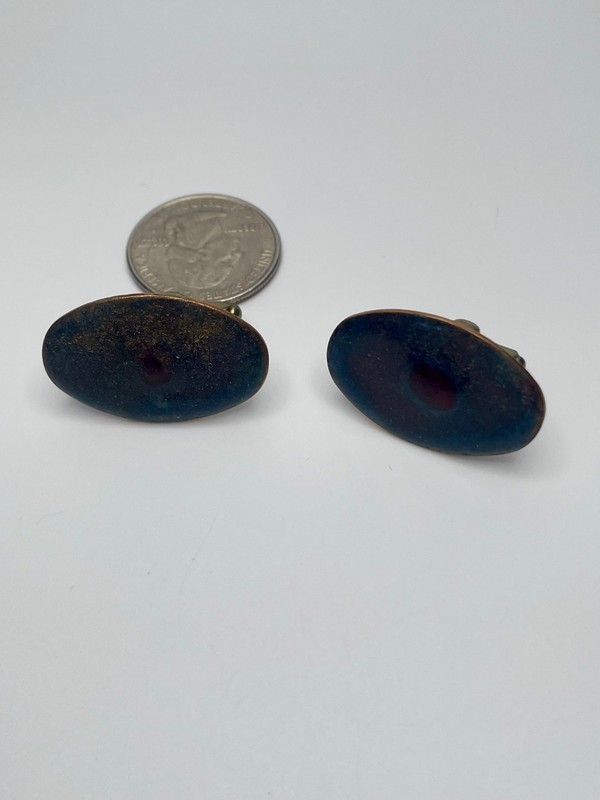 Vintage Mid-Century Modern Copper Enamel Dark Studio Craft MCM Cufflinks