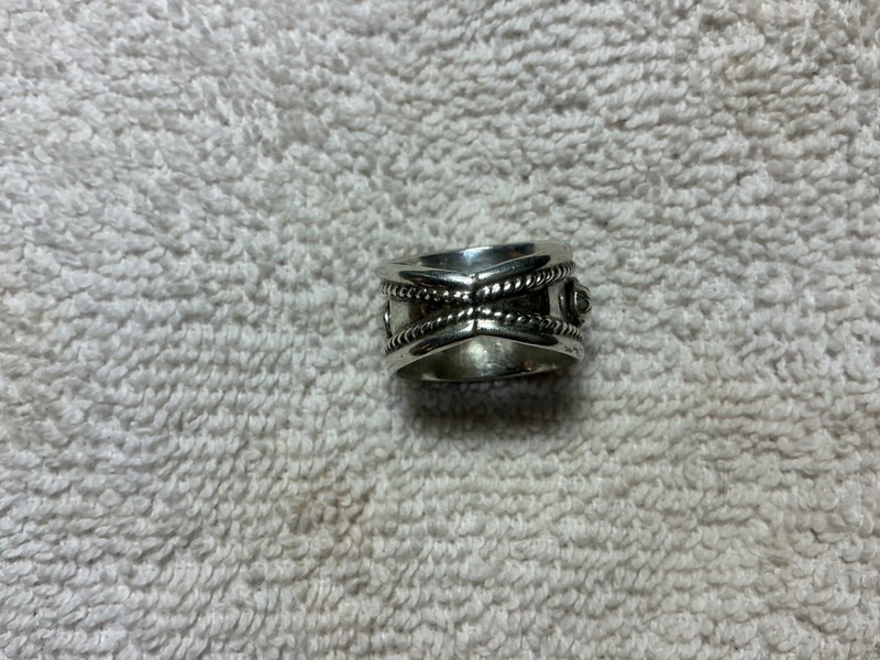 Vintage Sterling Silver 5 Stone Turquoise Thick Band Ring 5.78 Grams Size 6 gallery
