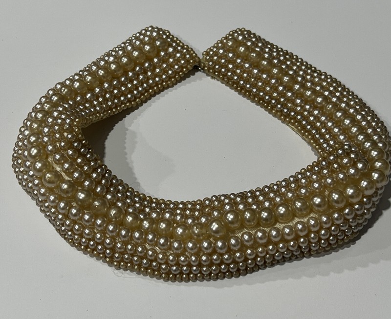 Beaded Ivory Faux Pearl Satin Collar Necklace Top Hit Fashion Baare Beards