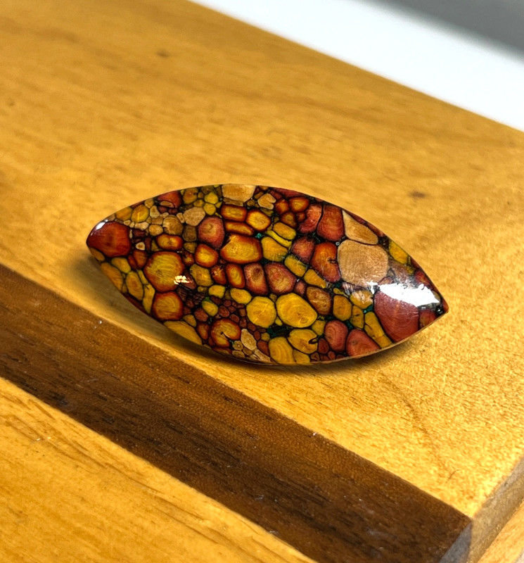 Vintage Scottish Heathergems Marquise Brooch Signed Handmade Scotland Pin 1.6″
