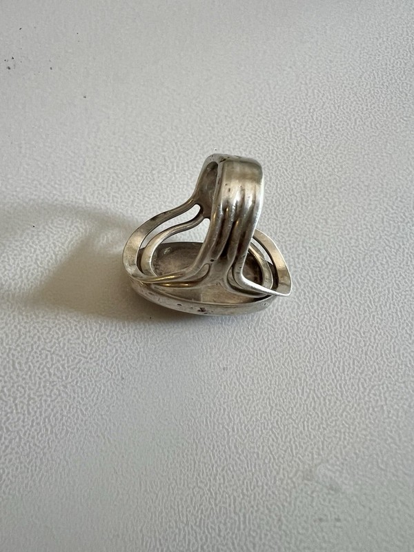 Vintage 90s Sterling Silver .925 Ring Oval Onyx Stone Size 7 gallery