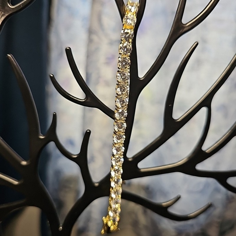 Gold Over Sterling Silver 8in 5 MM CZ Tennis Bracelet 15g gallery