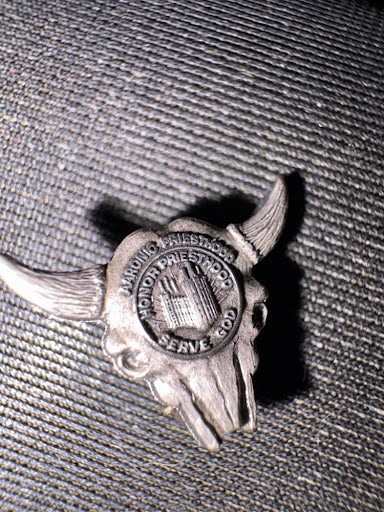 Vintage LDS Aaronic Priesthood Steer Skull Pin Sterling Silver Mormon cTc Award