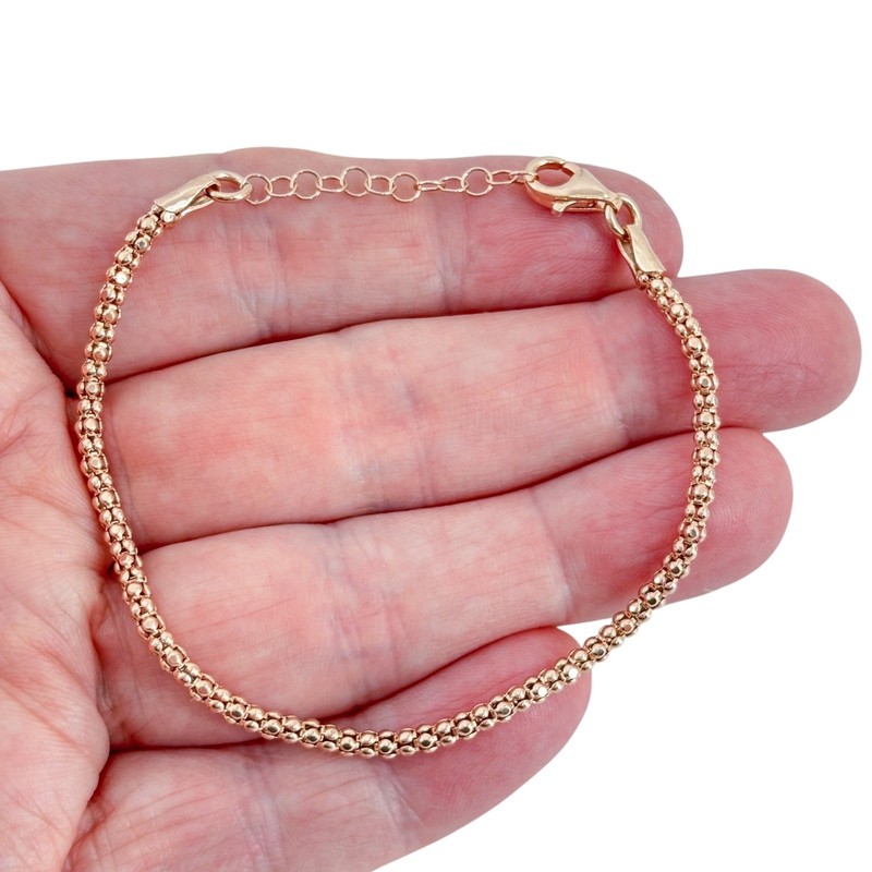 Vintage Rose Gold-Tone Sterling Silver 925 Popcorn Bracelet 7″-8″
