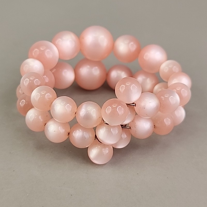 Vintage Moonglow Wrap Bracelet Pink Graduated Lucite Layered Expands 6" gallery