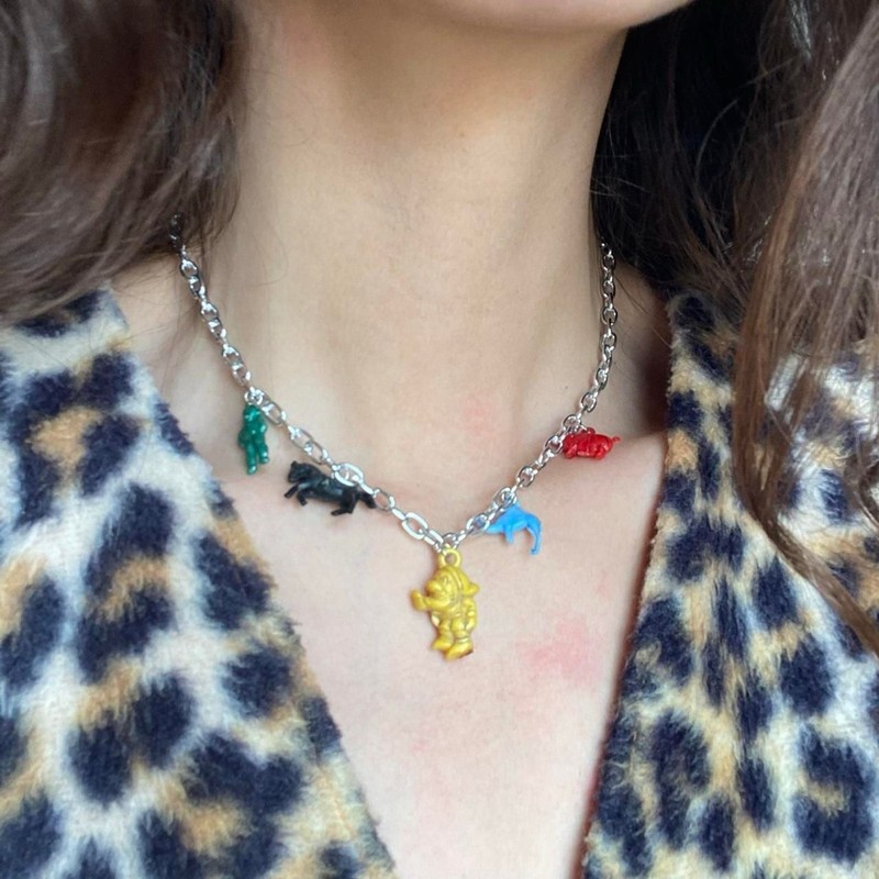 vintage cracker jack charms on sterling silver plated cable chain necklacevintag gallery