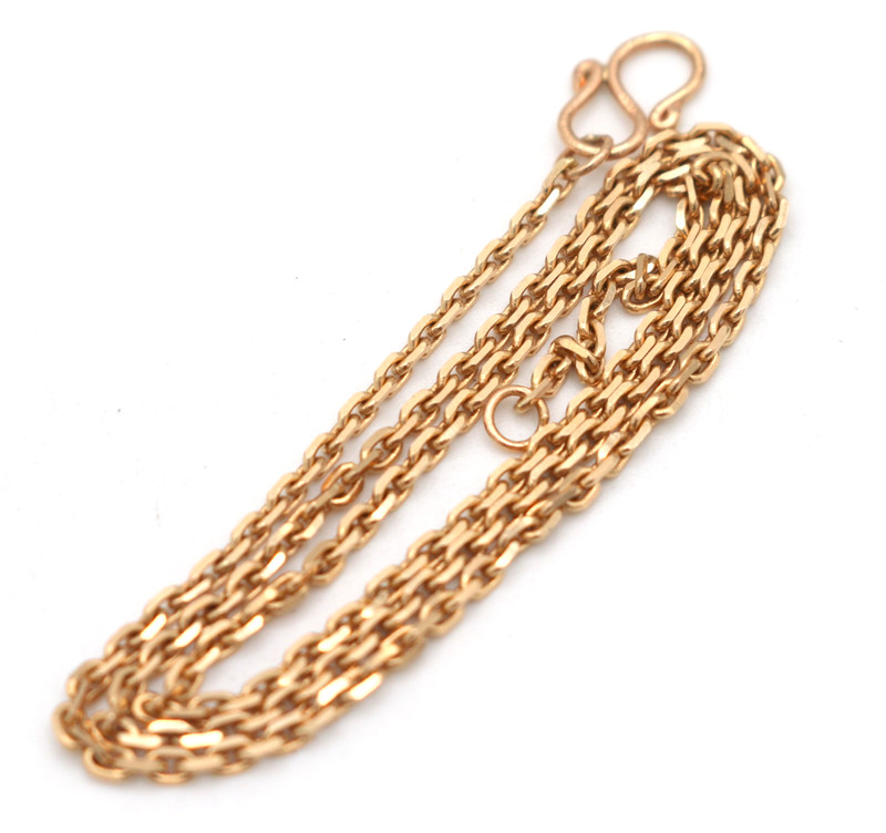 Vintage 18K Yellow Gold Polished Faceted Cable Link Chain Necklace 14″ 5.23g