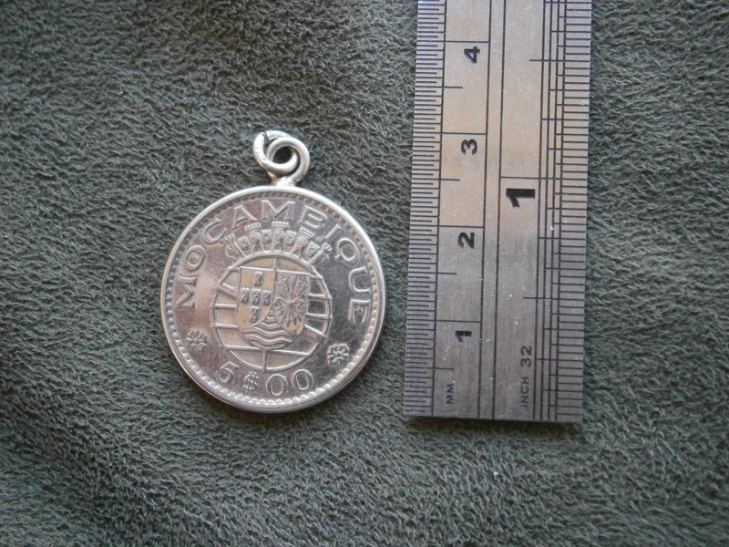 Mozambique 5 Escudos Coin Vintage Bracelet Charm Pendant 1973 ~ 7.4g gallery