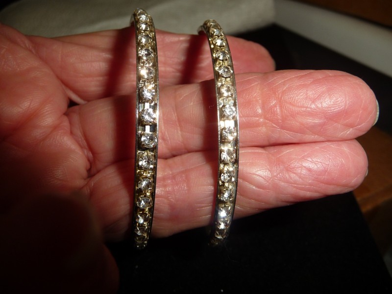 WEDDING 2 1/2” R HOOP FAUX DIAMONDS RHINESTONES PROM PIERC EARRINGS #26/28