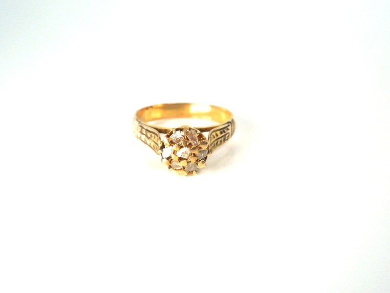 Antique Victorian Diamond . 20 ct 14kt Rose Cut Ring * GAL Appraisal*Gift Box