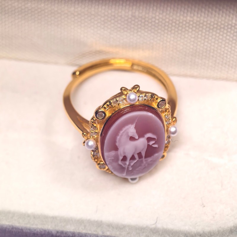 vintage Cameo ring Red agate sterling silver antique jewelry anniversary gift gallery