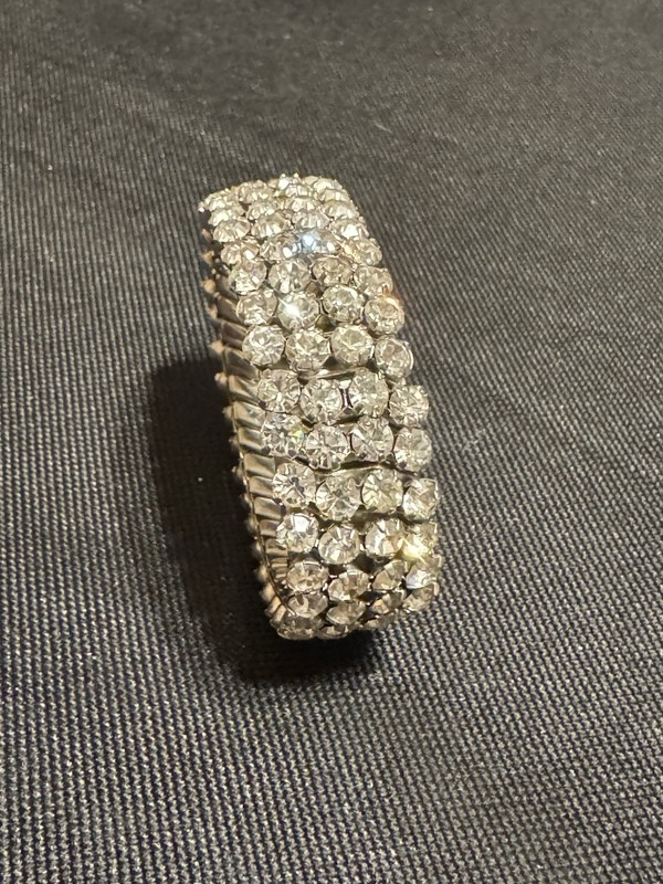 Airflex Silver-tone Expandable White Rhinestone Bracelet, Made In the USA gallery