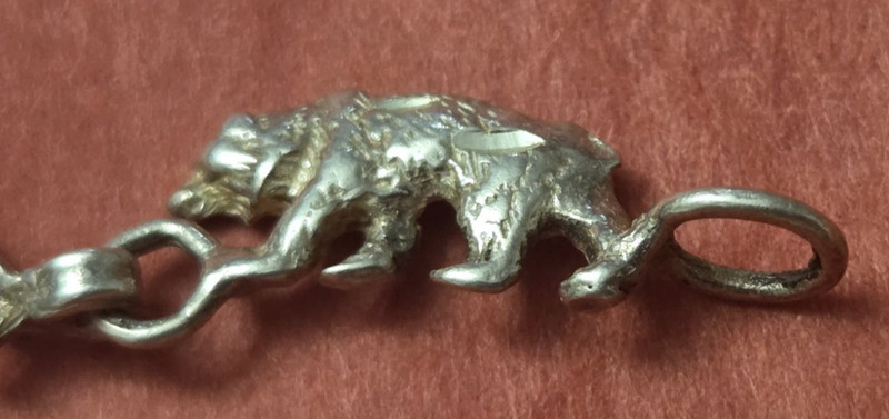 Vintage Marked 925 Sterling Silver Biblical Noah's Ark Chain Bracelet, 7" ~ 8g gallery