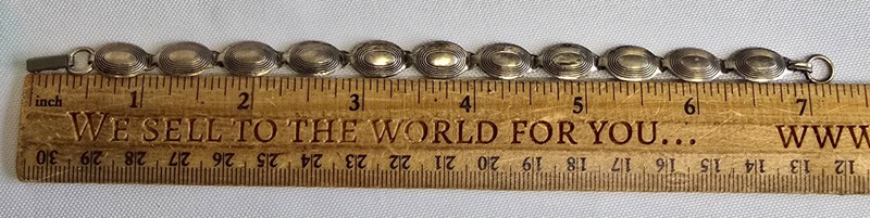 Vtg Sterling Silver Panel Bracelet 6.03g Fine Jewelry 7.25" Fold Over gallery