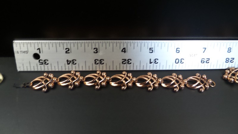 VINTAGE PARURE COPPER copyrightRENOIR SIGNED NECKLACE BRACELET AND EARRINGS SET gallery
