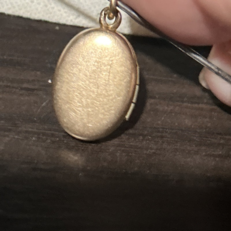 Antique 2g Victorian Rose Gold Filled Oval Locket Fluer de Lis Paste Stones Tiny gallery