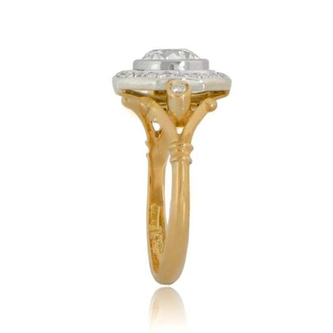 2.90CT Lab Created Diamond Vintage Octagon Halo Bezel Ring 14K Two-Tone Gold FN gallery