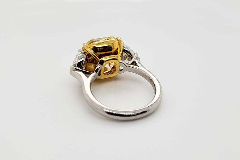 12 Carat Fancy Intense Yellow Internally Flawless Citrine & CZ Three Stone Ring gallery