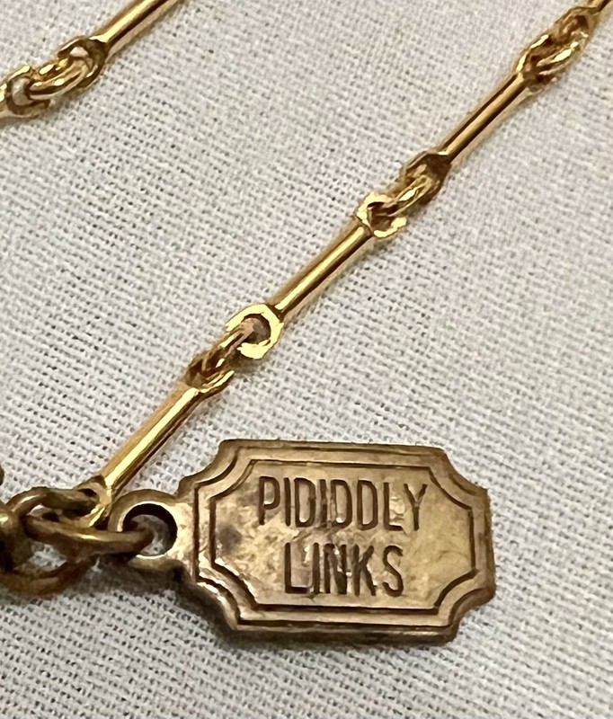 PIDIDDLY LINKS Faux GLASS AMETHYST Flower YDrop LOCKET PENDANT NECKLACE Vintage gallery