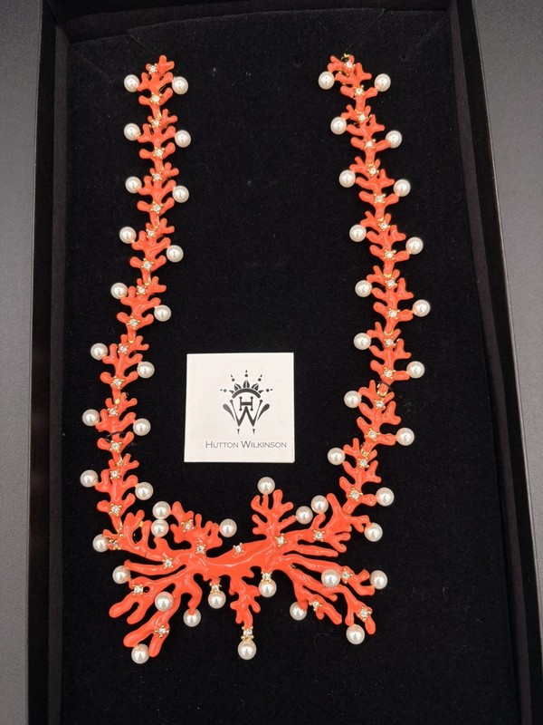 NIB Hutton Wilkinson Couture Coral Branch Necklace Tony Duquette Style