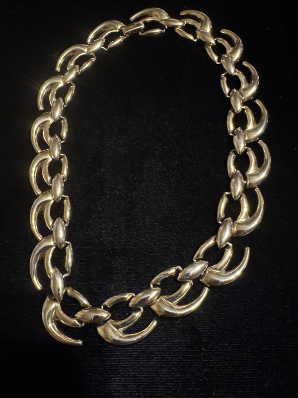 Vintage Heavy Link Gold Tone 17" Choker Statement Necklace, Signed WM gallery