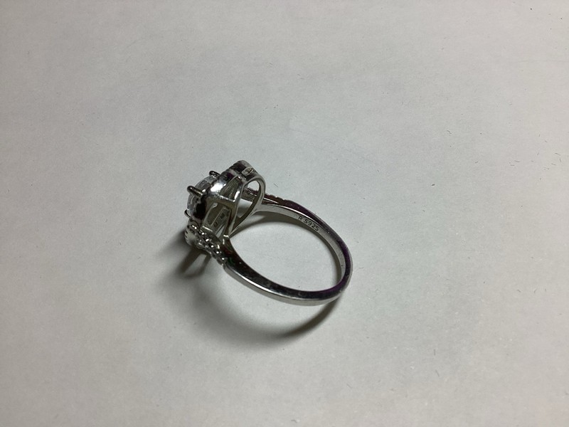 Elegant R 925 STERLING SILVER Halo Baguette HEART SHAPE RING 7 1/2 Free Ship gallery