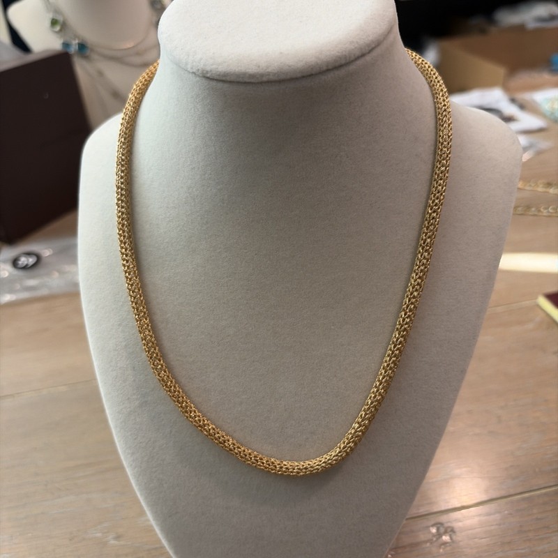 Itaor Vintage Gold Vermeil 925 Sterling Silver Woven Mesh Necklace – 16”