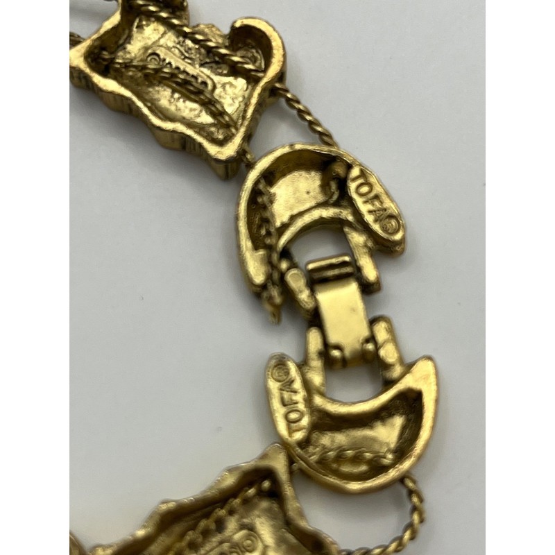 Vintage 1995 BG Western Slide Charm Bracelet Gold Tone Cowboy Boot Hat Wagon gallery