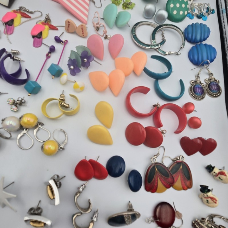 Vtg to Now Mostly Silver Tone Pierced Classic Retro Earrings 140+ Lot Wear Sell gallery