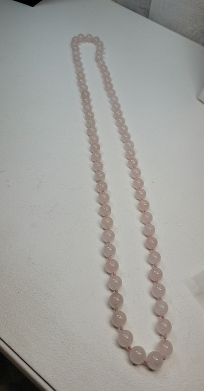VTG Rose Quartz Hand Knotted 32" Continuous Gemstone Bead Necklace gallery