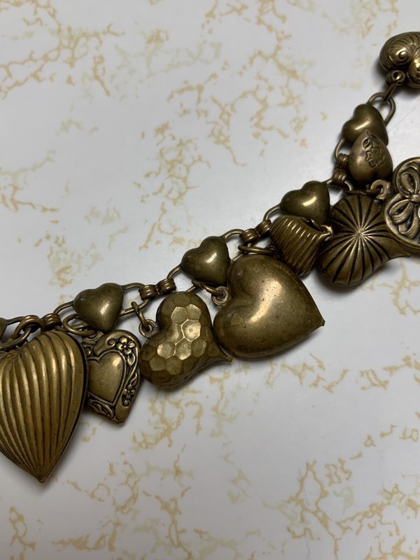 Rare Vintage Pididdly Links Piddly Links Signed Hearts Charm Bracelet READ gallery