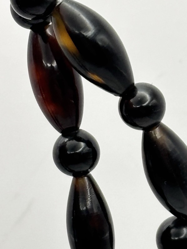 Two Natural Tortoise Shell Beaded Necklaces Horn Vintage Gold filled clasps gallery