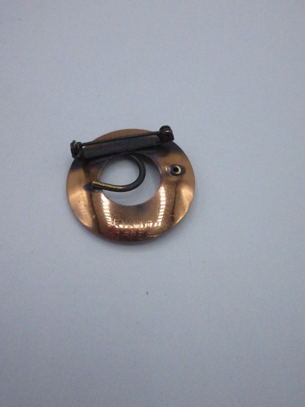 Genuine Copper Pin Brooch Abstract Round Shaped Metal Vintage Unique Small CHIC gallery
