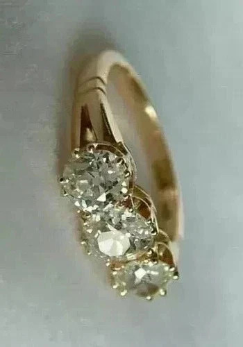 2.50 Ct Round Cut LabCreated Diamond 3 Stone Wedding Band 14K Yellow Gold Plated gallery