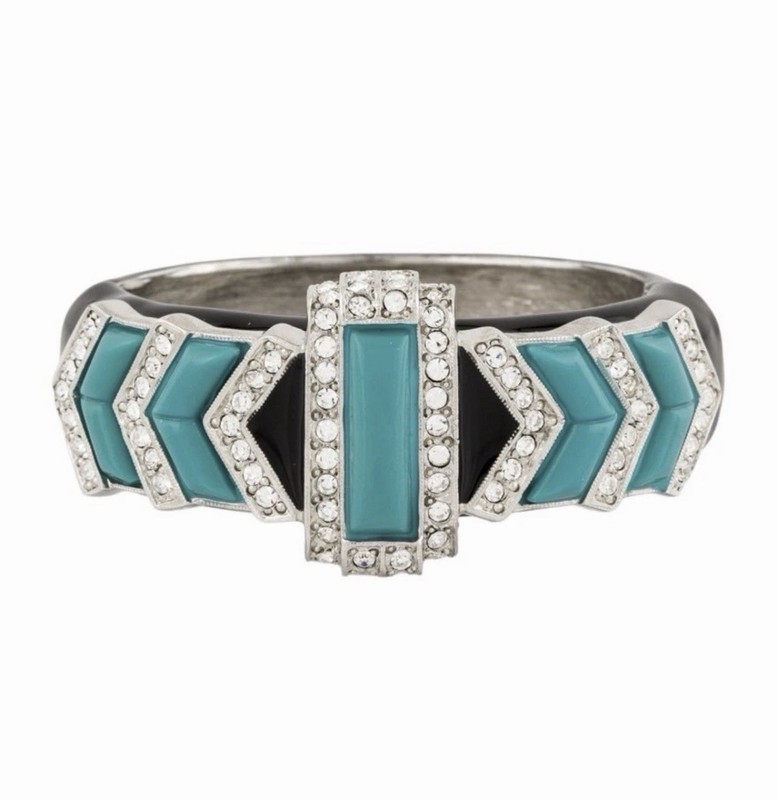 Kenneth Jay Lane Enamel & Crystal Bangle Bracelet