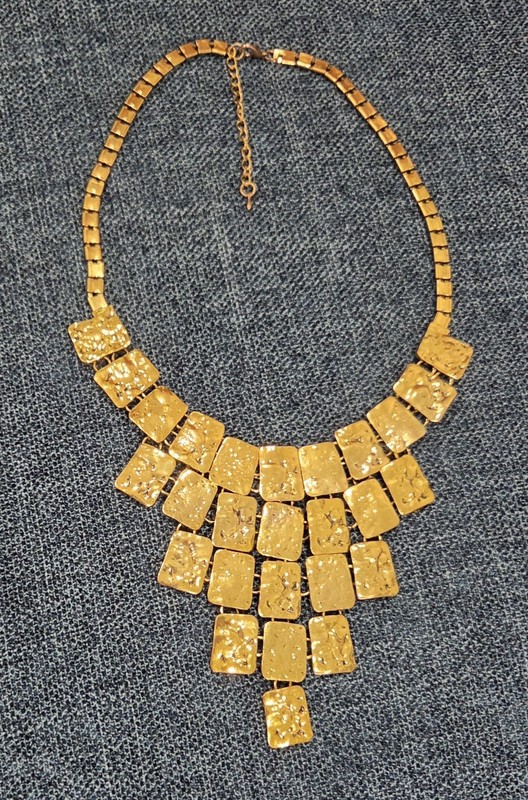 Vintage Gold-plated Modernist Cleopatra Style Bib STATEMENT NECKLACE