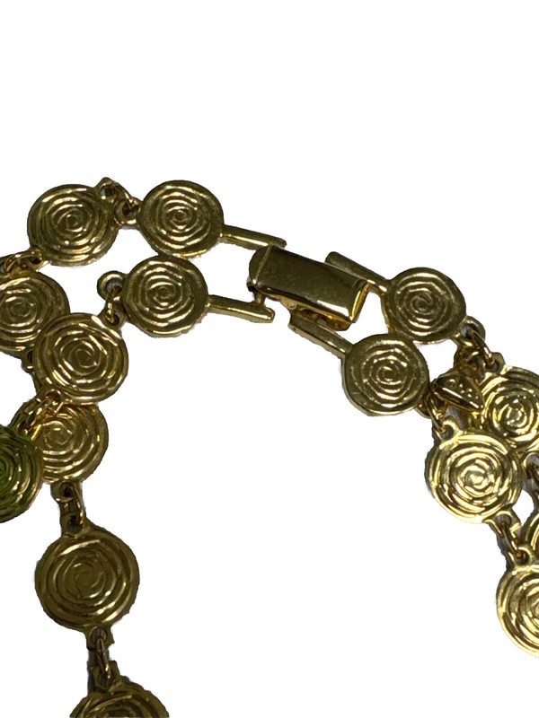 Liz Claiborne Signed Vintage 32" Double Strand Gold Tone Coin Disc Necklace gallery