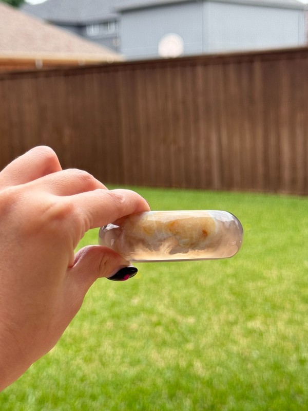 Vtg Natural Flower Agate Bangle Bracelet Lavender Petite Size Child Girl 49mm gallery