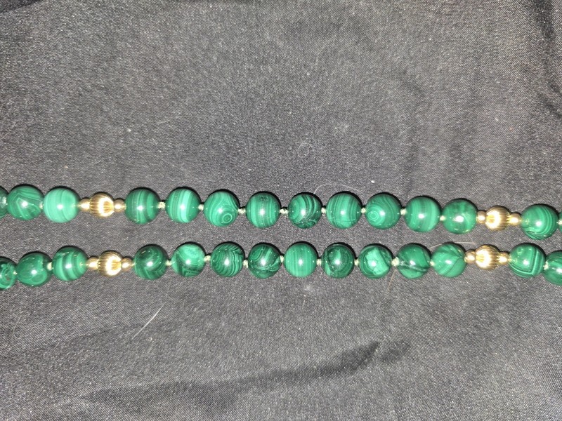 Vintage 14K Yellow Gold Malachite Necklace gallery