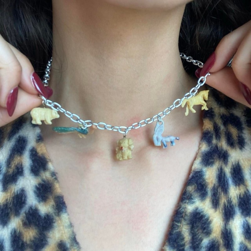 vintage cracker jack charms on sterling silver plated cable chain necklace gallery