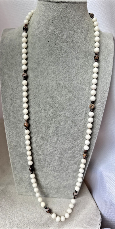 VTG Quartz Agate Jasper polished Crystal Glass Stone Beaded hand knot Necklace